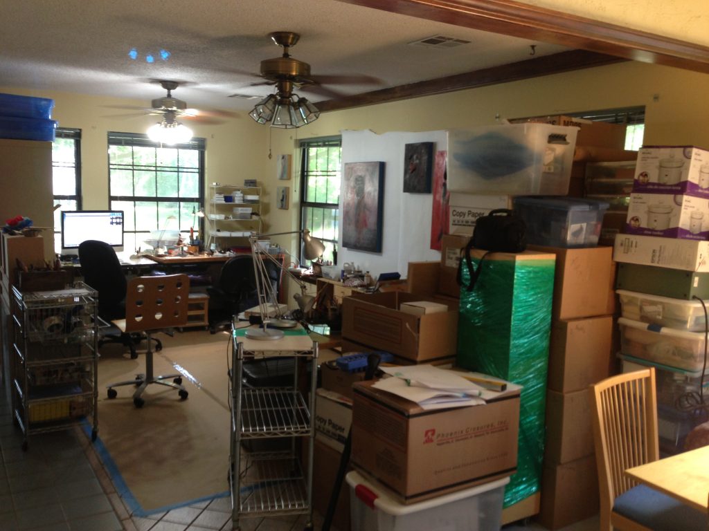 Temporary in house studio till we get A/C in shop.